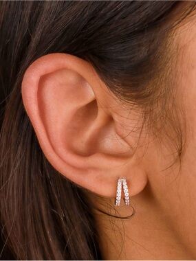 Gold Crystal Hoop Huggie Earrings - Elegant Women's Jewelry